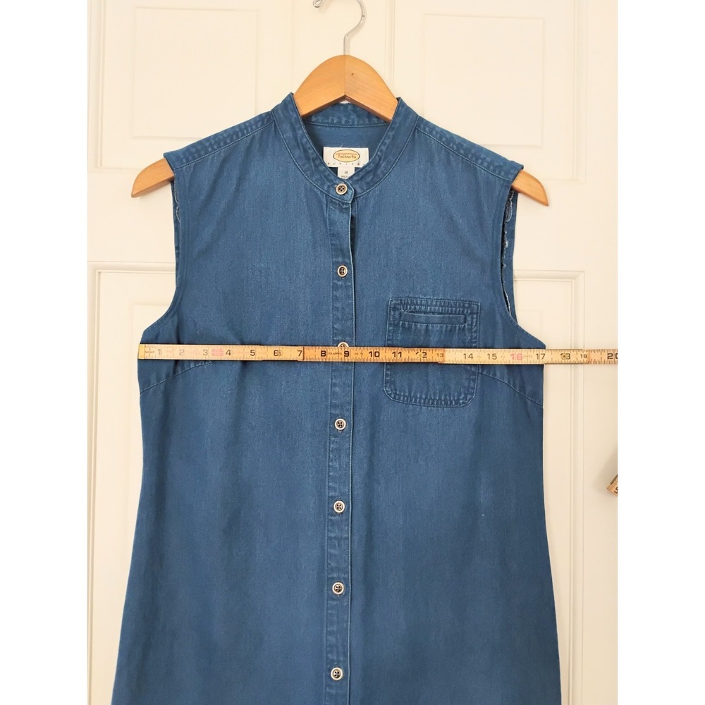 Vintage Talbots Petites Denim Maxi Dress Size 10 Sleeveless Button Front Jumper - Picture 7 of 7